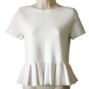 NWT $355 Maje Basques Peplum Top Size 1 S Ecru White